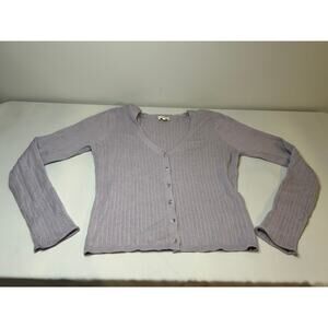 Gentle Fawn Lilac Ribbed Knit Cardigan Women’s Size Large Button Front Sweater